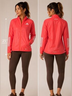 Adidas Adizero Climaproof Running Jacket Neon Coral Pink Size Small